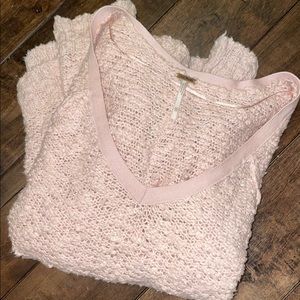 FREE PEOPLE - V-Neck Baby Pink Oversized Knit Sweater